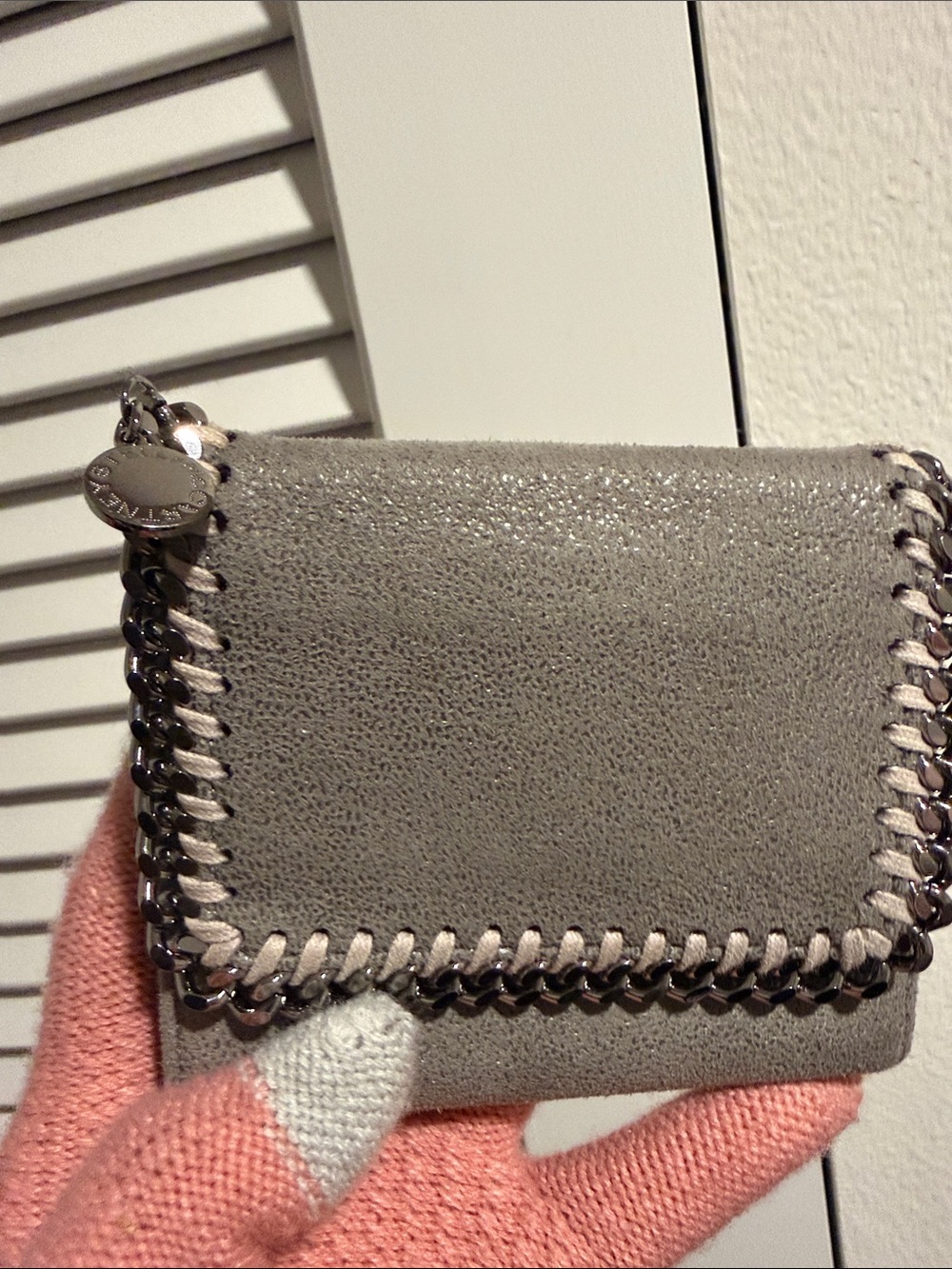 Stella McCartney Gray Chain-Trim Mini Wallet